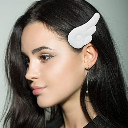 WILLBOND 3 Pairs Angel Hair Clips - Christmas Cute Leather Hair Barrettes for Women and Girls