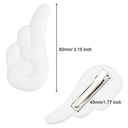 WILLBOND 3 Pairs Angel Hair Clips - Christmas Cute Leather Hair Barrettes for Women and Girls