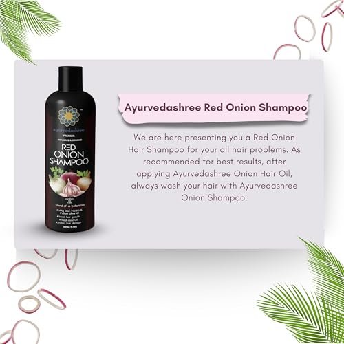 AYURVEDASHREE Red Onion Hair Growth & Hair Fall Control Shampoo – With Curry Leaf, Hibiscus, Indian Alanket, Blend of 14 Botanicals 200ML - SLS and Paraben Free - 100% Safe & Premium for All Hair Types - görsel 4