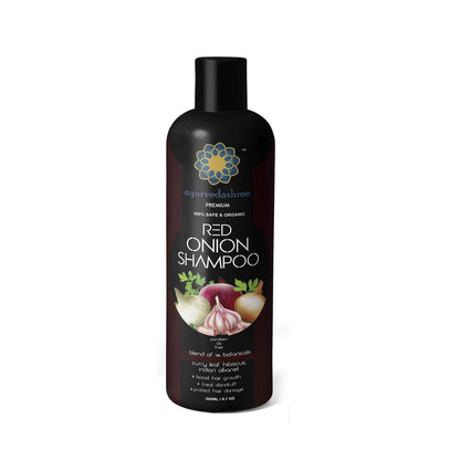 AYURVEDASHREE Red Onion Hair Growth & Hair Fall Control Shampoo – With Curry Leaf, Hibiscus, Indian Alanket, Blend of 14 Botanicals 200ML - SLS and Paraben Free - 100% Safe & Premium for All Hair Types