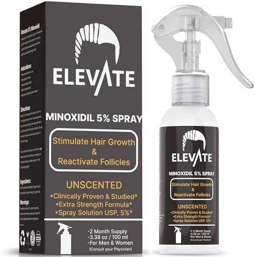 Elevate Hair Regrowth Treatment 5% Minoxidil Spray - Extra Strength Formula for Men and Women - 1 Month Supply Avelisse