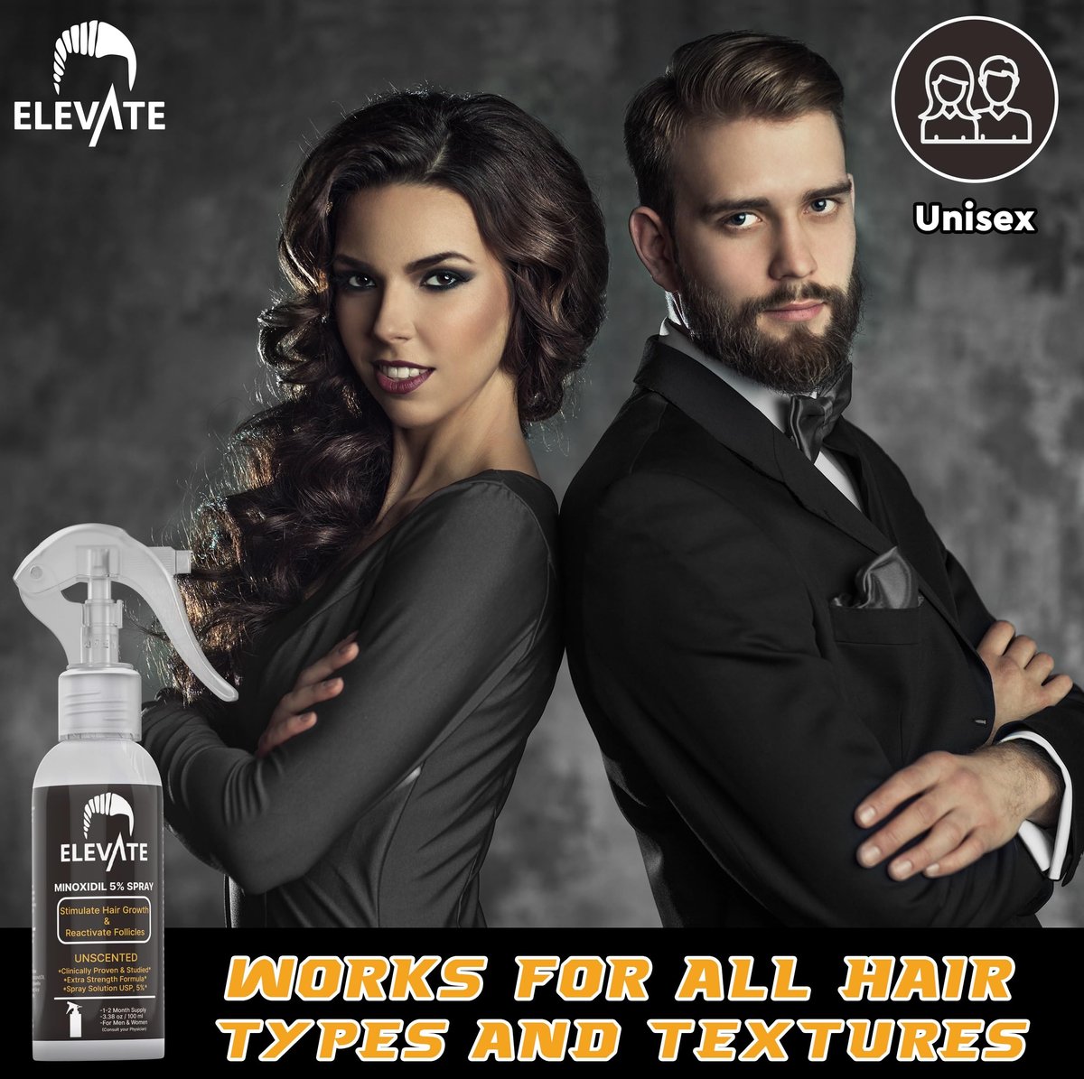 Elevate Hair Regrowth Treatment 5% Minoxidil Spray - Extra Strength Formula for Men and Women - 1 Month Supply Avelisse