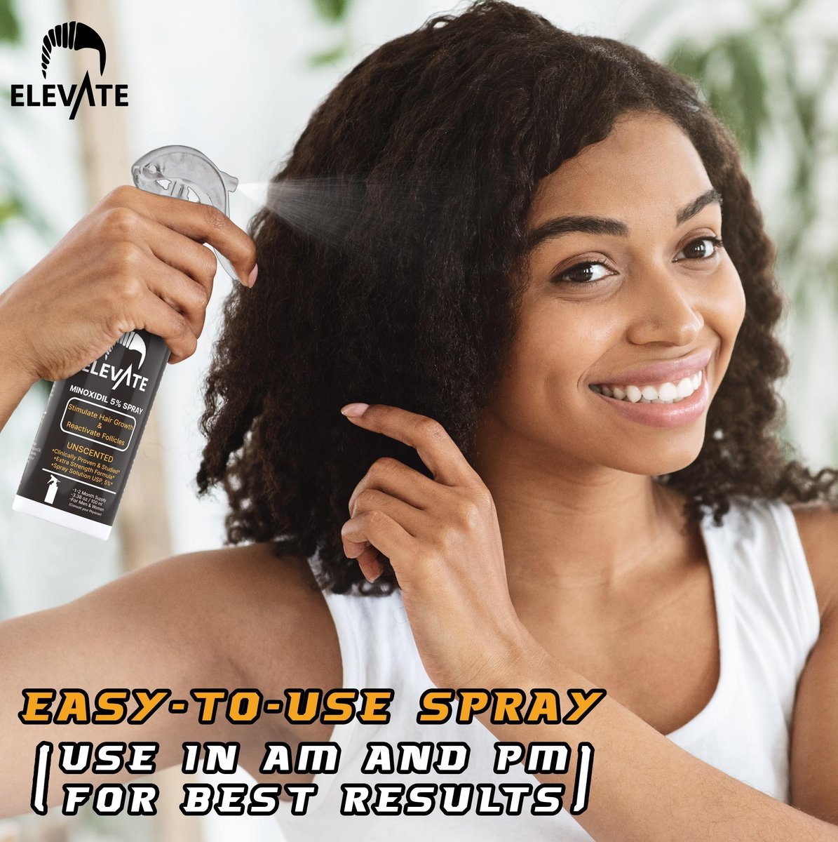 Elevate Hair Regrowth Treatment 5% Minoxidil Spray - Extra Strength Formula for Men and Women - 1 Month Supply Avelisse