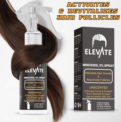 Elevate Hair Regrowth Treatment 5% Minoxidil Spray - Extra Strength Formula for Men and Women - 1 Month Supply Avelisse