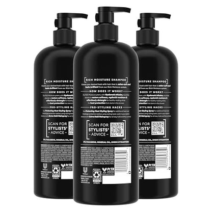 TRESemmé Rich Moisture Hydrating Shampoo for Dry Hair - 28 Fl Oz (Pack of 3) with Pro Style Technology Avelisse