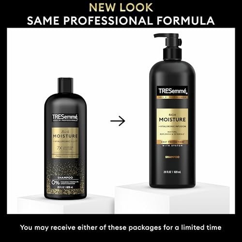 TRESemmé Rich Moisture Hydrating Shampoo for Dry Hair - 28 Fl Oz (Pack of 3) with Pro Style Technology Avelisse