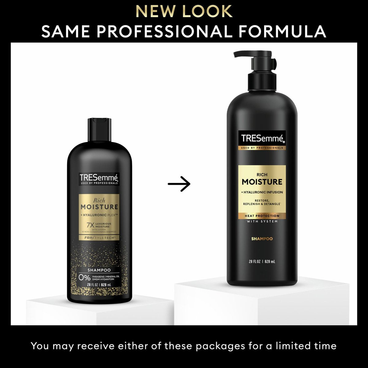 TRESemmé Rich Moisture Hydrating Shampoo for Dry Hair - 28 Fl Oz (Pack of 3) with Pro Style Technology Avelisse
