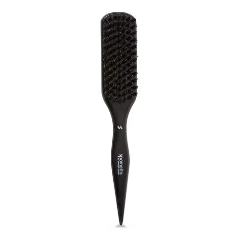 Spornette Boar Bristle Hair Brush for Women - Big Wonder Teasing Brush with Tourmaline Nylon Bristles - Tapered Handle for Volume & Slick Backs (Black) Avelisse