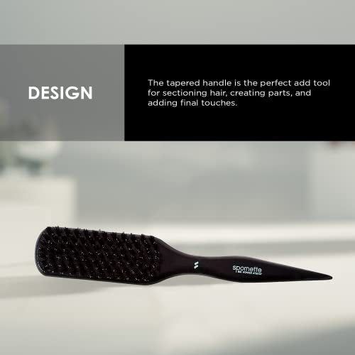 Spornette Boar Bristle Hair Brush for Women - Big Wonder Teasing Brush with Tourmaline Nylon Bristles - Tapered Handle for Volume & Slick Backs (Black) Avelisse