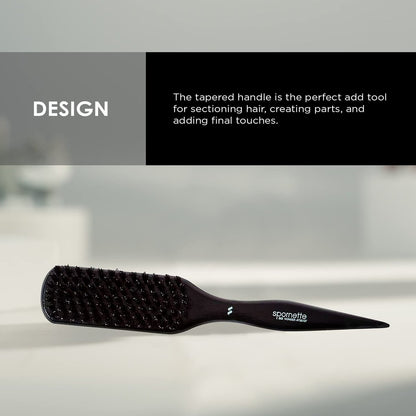Spornette Boar Bristle Hair Brush for Women - Big Wonder Teasing Brush with Tourmaline Nylon Bristles - Tapered Handle for Volume & Slick Backs (Black) Avelisse