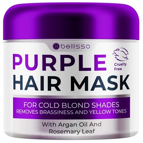 BELLISSO Purple Hair Mask – Deep Conditioner & Toner for Blonde & Brassy Hair | Hydrating Repair & After Bleach Treatment for Damaged Dry Hair | Moisture Conditioning for Bleached Women and Men - görsel 2