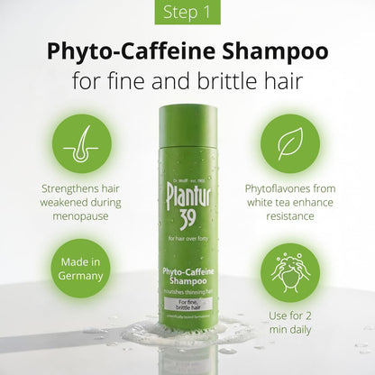 Plantur 39 3-Step System for Fine and Brittle Hair Bundle with Phyto-Caffeine Formula to Promote Natural Growth - Shampoo (8.45 oz), Conditioner (5.07 oz), and Tonic (6.76 fl oz) Avelisse