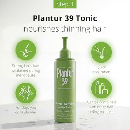 Plantur 39 3-Step System for Fine and Brittle Hair Bundle with Phyto-Caffeine Formula to Promote Natural Growth - Shampoo (8.45 oz), Conditioner (5.07 oz), and Tonic (6.76 fl oz) Avelisse
