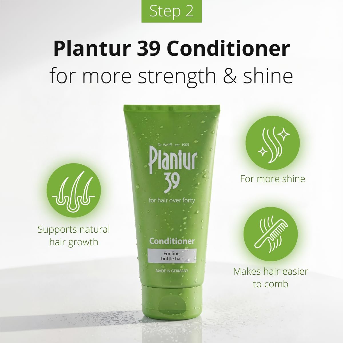 Plantur 39 3-Step System for Fine and Brittle Hair Bundle with Phyto-Caffeine Formula to Promote Natural Growth - Shampoo (8.45 oz), Conditioner (5.07 oz), and Tonic (6.76 fl oz) Avelisse