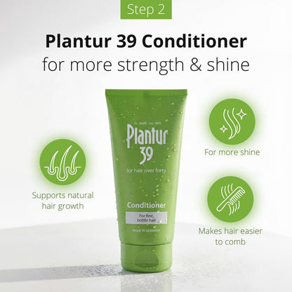 Plantur 39 3-Step System for Fine and Brittle Hair Bundle with Phyto-Caffeine Formula to Promote Natural Growth - Shampoo (8.45 oz), Conditioner (5.07 oz), and Tonic (6.76 fl oz) Avelisse