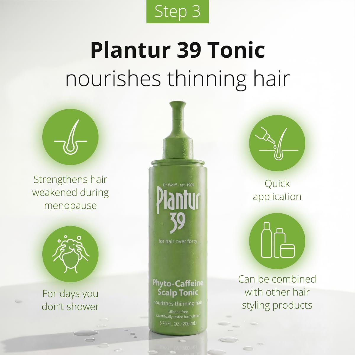 Plantur 39 3-Step System for Fine and Brittle Hair Bundle with Phyto-Caffeine Formula to Promote Natural Growth - Shampoo (8.45 oz), Conditioner (5.07 oz), and Tonic (6.76 fl oz) Avelisse