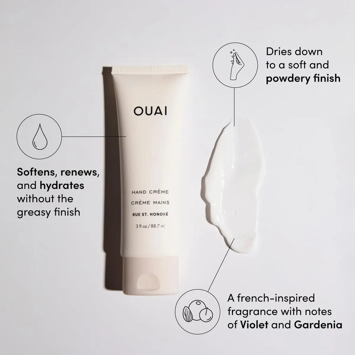 OUAI Hand Cream - Thick, Creamy Balm with Coconut Oil, Murumuru Butter and Shea Butter - Hydrating Moisturizer for Soft Hands - Use Daily to Deeply Nourish Skin (3 Oz) Avelisse