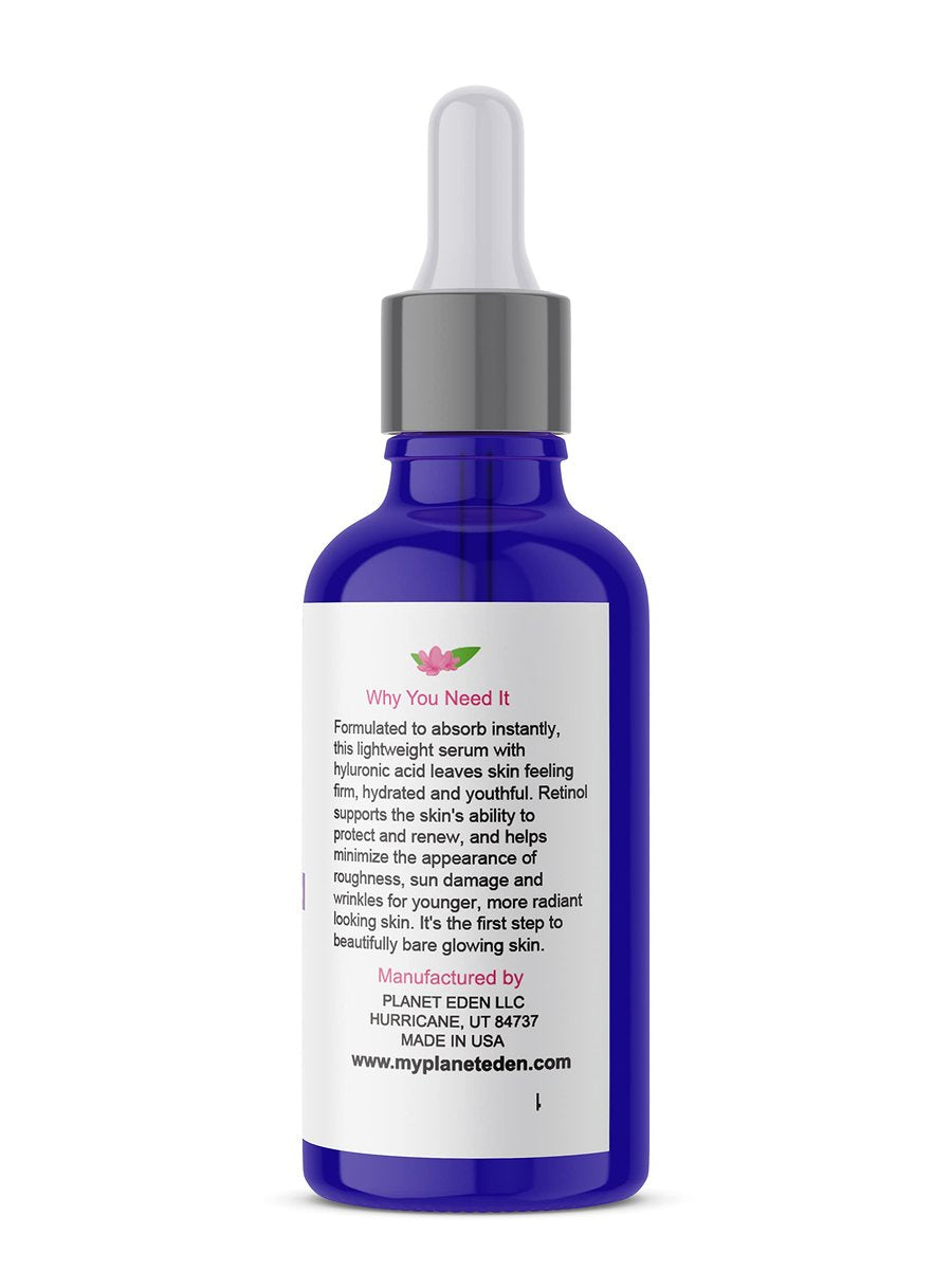 Planet Eden 2.5% Retinol and Hyaluronic Acid Serum - Antioxidant Serum with Aloe Vera, Vitamin E & Green Tea for Luminous Skin - görsel 5