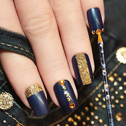 Blulu 10 Pcs Wax Pencil for Rhinestone Nail Point Drill Wax Pen Diamond Art Dotting Pen Self Adhesive Resin Picker Pencil Gem Picker Tool with 5 Pcs Triangular Bead Sorting Plate for Nail DIY Decor