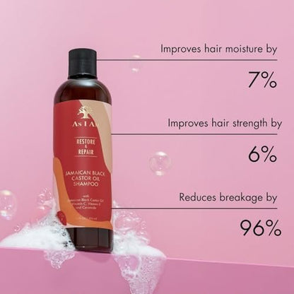 As I Am Jamaican Black Castor Oil Shampoo - Sulfate-Free Moisturizing Shampoo for Hair Growth & Scalp Health, 355ml