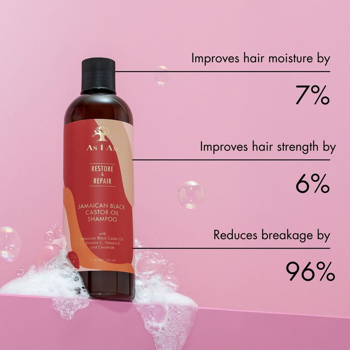 As I Am Jamaican Black Castor Oil Shampoo - Sulfate-Free Moisturizing Shampoo for Hair Growth & Scalp Health, 355ml - görsel 7