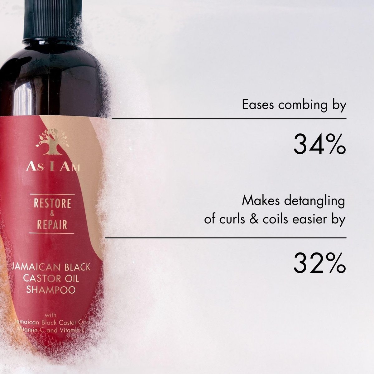 As I Am Jamaican Black Castor Oil Shampoo - Sulfate-Free Moisturizing Shampoo for Hair Growth & Scalp Health, 355ml - görsel 9