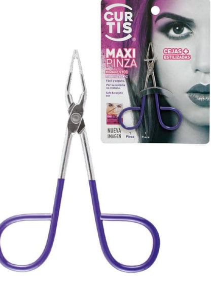 Professional Salon Tweezers with Easy Scissor Handle – Precision Eyebrow & Facial Hair Tweezers for Men & Women (Purple, Made in Mexico)