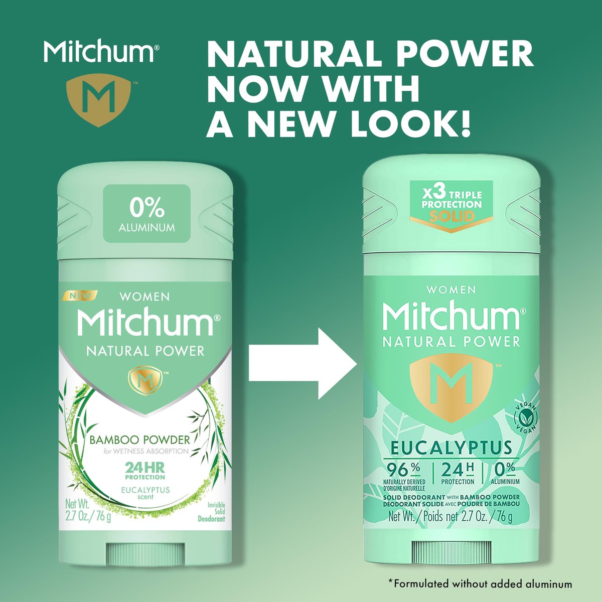 Mitchum Women’s Natural Power Deodorant Solid – Eucalyptus – 24-Hour Protection – Vegan, 2.7 oz - görsel 3
