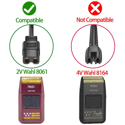 vhbw 2V Replacement Charger Power Cord for Wahl Shaver, Trimmer, and Clipper Models 8061, 8163, 8786-1001, 7367, 7357, 7029, 7060, 7035, 7339, 7356, 4000, 5-Star Series Avelisse