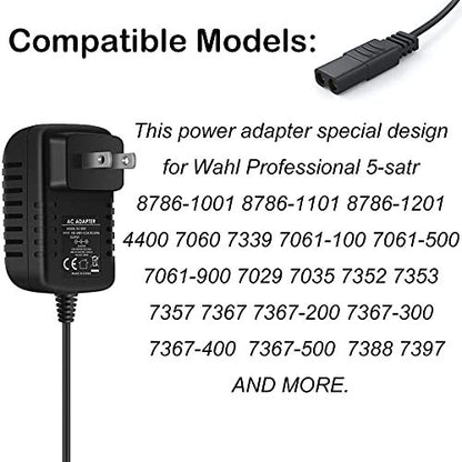 vhbw 2V Replacement Charger Power Cord for Wahl Shaver, Trimmer, and Clipper Models 8061, 8163, 8786-1001, 7367, 7357, 7029, 7060, 7035, 7339, 7356, 4000, 5-Star Series Avelisse