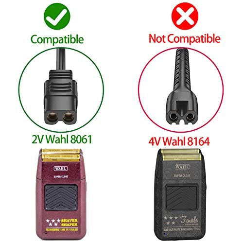 vhbw 2V Replacement Charger Power Cord for Wahl Shaver, Trimmer, and Clipper Models 8061, 8163, 8786-1001, 7367, 7357, 7029, 7060, 7035, 7339, 7356, 4000, 5-Star Series Avelisse