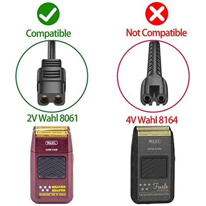 vhbw 2V Replacement Charger Power Cord for Wahl Shaver, Trimmer, and Clipper Models 8061, 8163, 8786-1001, 7367, 7357, 7029, 7060, 7035, 7339, 7356, 4000, 5-Star Series Avelisse