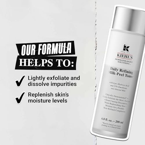 Kiehl's Daily Refining Milk-Peel Toner - Gentle Exfoliating Facial Toner with Lipo-Hydroxy Acid & Almond Milk, 6.8 fl oz Avelisse
