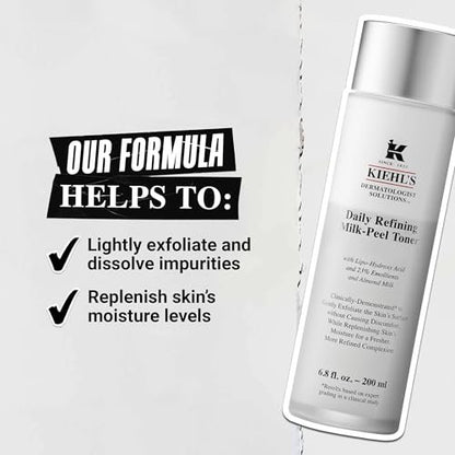 Kiehl's Daily Refining Milk-Peel Toner - Gentle Exfoliating Facial Toner with Lipo-Hydroxy Acid & Almond Milk, 6.8 fl oz Avelisse