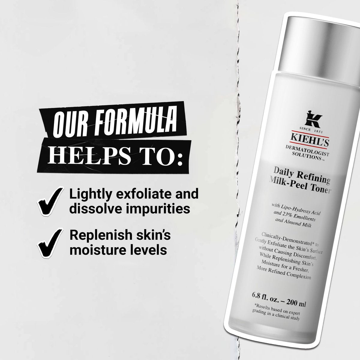 Kiehl's Daily Refining Milk-Peel Toner - Gentle Exfoliating Facial Toner with Lipo-Hydroxy Acid & Almond Milk, 6.8 fl oz Avelisse