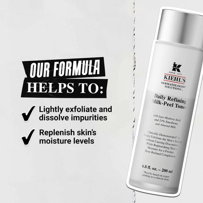 Kiehl's Daily Refining Milk-Peel Toner - Gentle Exfoliating Facial Toner with Lipo-Hydroxy Acid & Almond Milk, 6.8 fl oz Avelisse