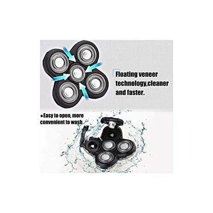 IVYRISE 5 Head Shaver Replacement Head - 4D Rotary Cutting Double Ring Blade, Easy to Install Electric Shaver Head for Universal 5 Head Shavers