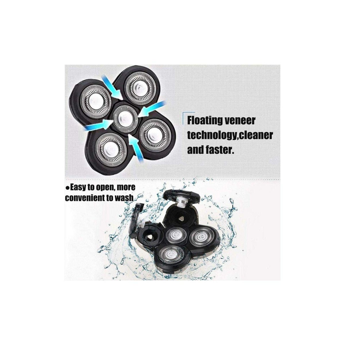 IVYRISE 5 Head Shaver Replacement Head - 4D Rotary Cutting Double Ring Blade, Easy to Install Electric Shaver Head for Universal 5 Head Shavers - görsel 5