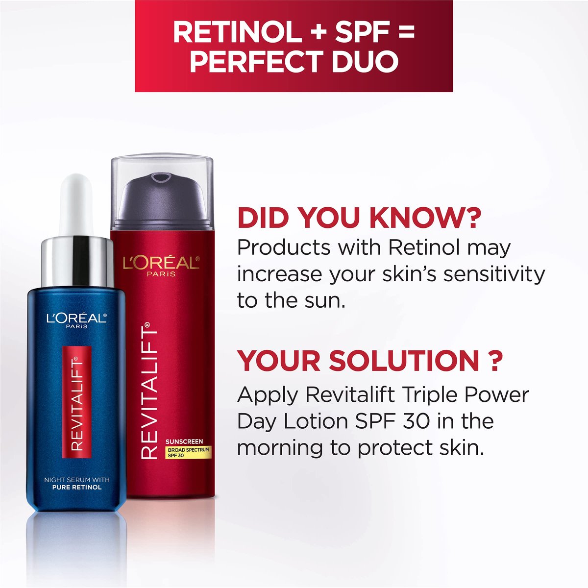 L'Oreal Paris Revitalift 0.3% Pure Retinol Night Serum – Reduce Deep Wrinkles, Fragrance Free, 1 oz + Moisturizer Sample Avelisse