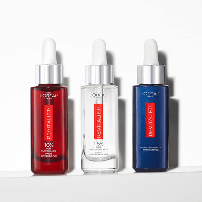 L'Oreal Paris Revitalift 0.3% Pure Retinol Night Serum – Reduce Deep Wrinkles, Fragrance Free, 1 oz + Moisturizer Sample Avelisse