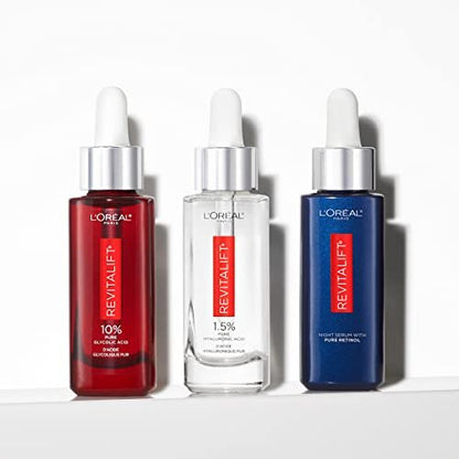 L'Oreal Paris Revitalift 0.3% Pure Retinol Night Serum – Reduce Deep Wrinkles, Fragrance Free, 1 oz + Moisturizer Sample Avelisse