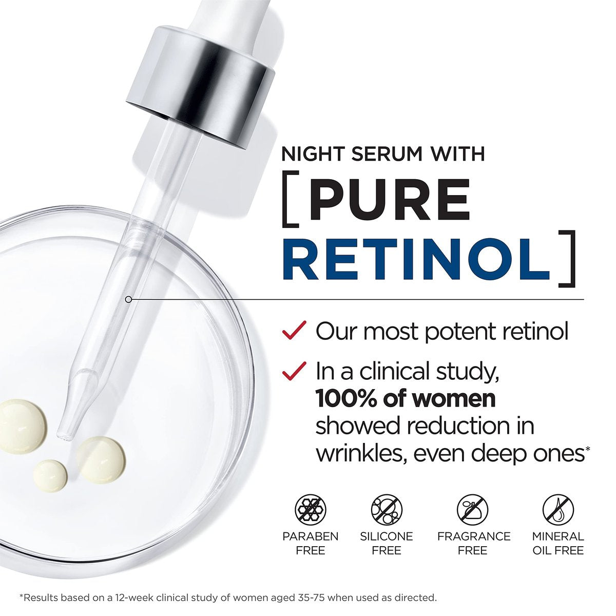 L'Oreal Paris Revitalift 0.3% Pure Retinol Night Serum – Reduce Deep Wrinkles, Fragrance Free, 1 oz + Moisturizer Sample Avelisse