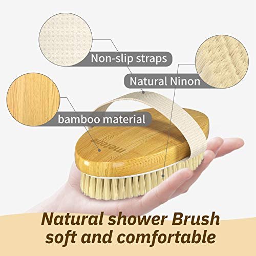 Metene Dry Brushing Body Brush – Soft & Stiff Natural Bristles for Exfoliating, Massage & Cellulite – Improve Circulation – 2 Pack (Blue) - görsel 6
