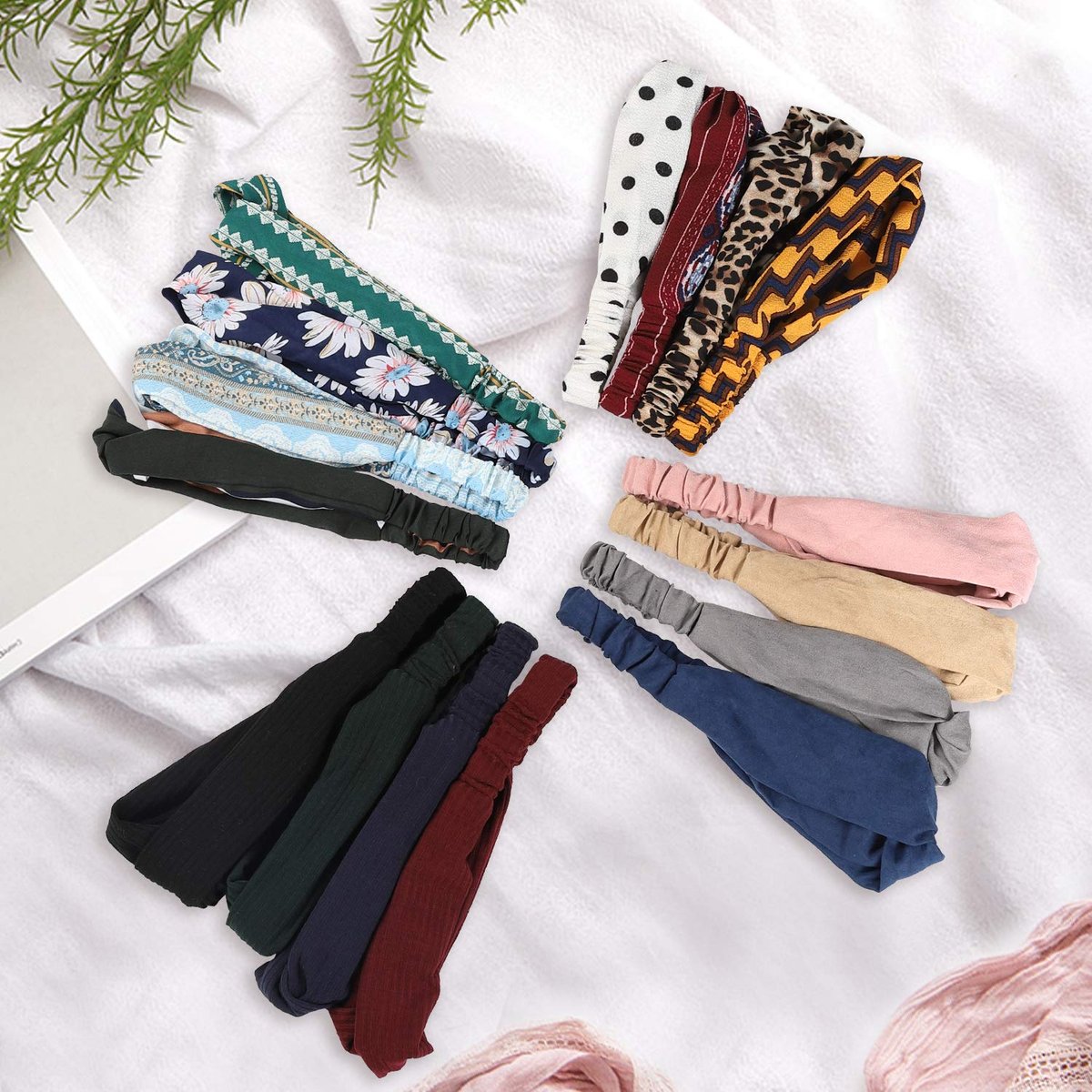 Meartchy 16 Pcs Boho Headbands for Women - Vintage Floral Twisted Criss Cross Elastic Head Wraps - görsel 12