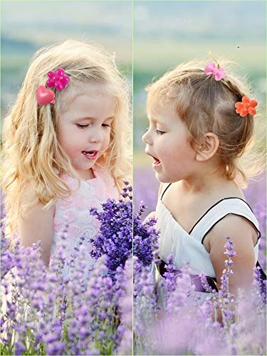 WILLBOND 100 Pieces Girls Hair Barrettes - Colorful Plastic Clips for Toddlers, Kids, and Baby - Butterfly, Plum Blossom, Bow, Heart-Shaped - 80s 90s Style