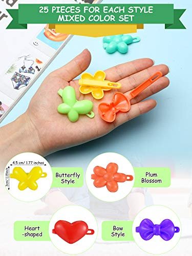 WILLBOND 100 Pieces Girls Hair Barrettes - Colorful Plastic Clips for Toddlers, Kids, and Baby - Butterfly, Plum Blossom, Bow, Heart-Shaped - 80s 90s Style - görsel 4