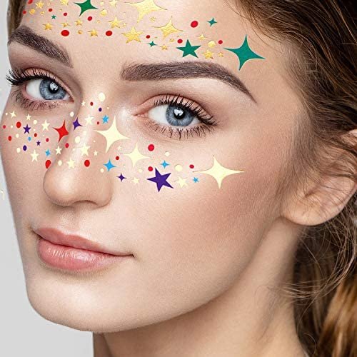 Zonon 20 Sheets Gold Glitter Freckles Face Tattoo - Sparkle Metallic Temporary Tattoo Stickers for Women, Halloween, Christmas, and Costume Parties - görsel 6