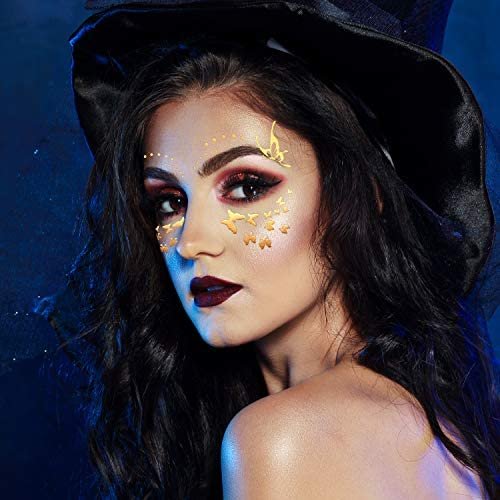 Zonon 20 Sheets Gold Glitter Freckles Face Tattoo - Sparkle Metallic Temporary Tattoo Stickers for Women, Halloween, Christmas, and Costume Parties - görsel 7