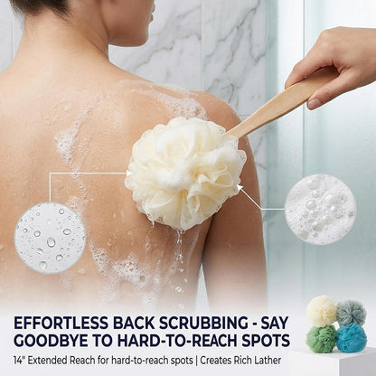 4-Pack Large Bath Puff Loofah Sponge with – Material: Natural Loofah – Image 7