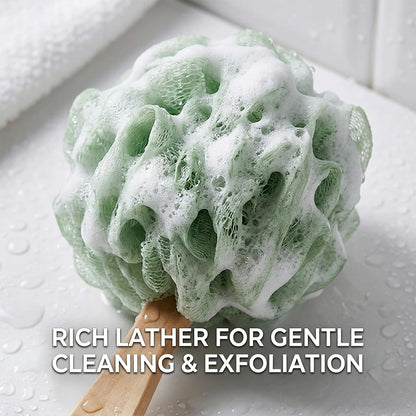 4-Pack Large Bath Puff Loofah Sponge with – Care Instructions: Rinse after use; hang to dry; replace every 3-4 – Image 11